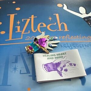 Liztech signed artisan 2005  Healing Heart and Hand Brooch